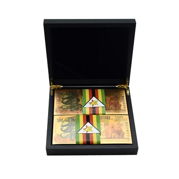 100 pcs Zimbabwe Cien Yottalillion Dólares la Lámina de Oro de los Billetes en la Caja de Arte que vale la Pena Colección Festival de Regalo