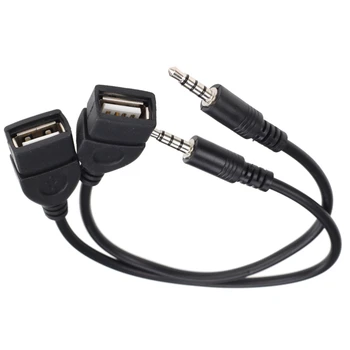 1000pcs 3.5 mm Macho de Coche AUX Cable USB 2.0 Tipo a Hembra OTG Convertidor Adaptador de Cable de Audio de la Conversión de la Línea de