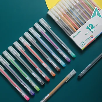 12 colores de Alto brillo de Color Cuaderno de Escritura de la Pluma de Gel, de 0,5 mm de Color Graffiti Lápiz, Escribir sin problemas y de forma Continua