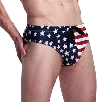 2021 Verano Nueva Bandera Americana para Hombre Bikini trajes de baño para Hombres Troncos Mens Playa Escritos Sexy Corto Escritos de Natación