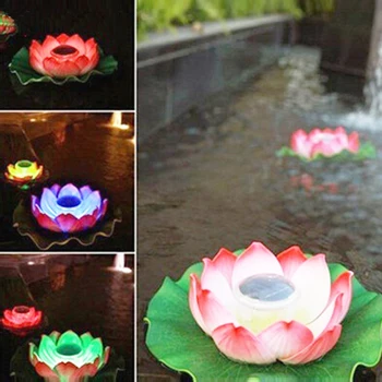 20pcs/lot Solar LED Flor de Loto de Luz de la Fuente Estanque de Jardín con Piscina Flotante de la Lámpara 5 Color Solar Lámpara Decorativa