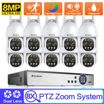 8MP de Vigilancia de Vídeo Inalámbrico Kit de 4K NVR CCTV de la Cámara IP de WiFi PTZ Sistema de Seguridad H. 265 Plug&Play para el Hogar Cúpula de la Cam 10CH XMeye