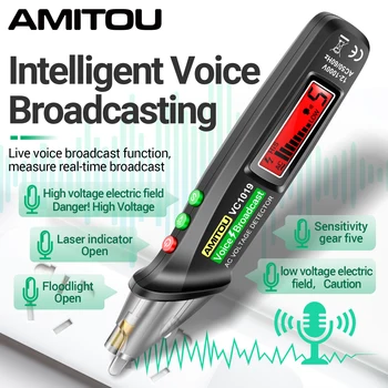 AMITOU VC1019 Inteligente de Emisión de Voz Tester Pen 5 Marchas Indicador de Sensibilidad del Sensor de la Línea Eléctrica Detector de punto de interrupción