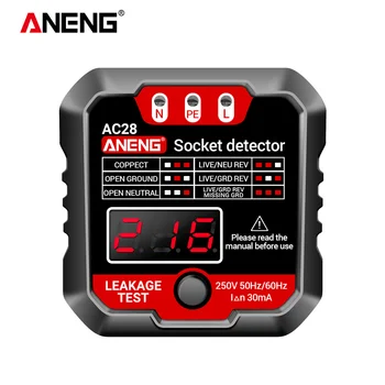 ANENG AC28 toma de Tester Digital del LCD de la Pantalla de Prueba de la toma de Alimentación US /Enchufe de la UE 50Hz/60Hz para las Pruebas de toma de corriente / Fugas de Interruptores