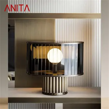 ANITA Moderna Lámpara de Mesa LED Creativa de Vidrio de Ronda de la Vendimia Mesa de Luz para la Casa de la Mesilla de Dormitorio Decoración