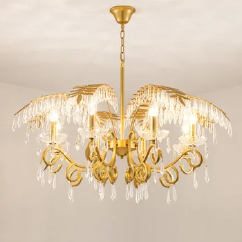 Araña de cristal de Iluminación Interior Lámparas de araña de Cristal Para Salón Dormitorio Cocina Lustres de Oro Modernas Luces LED Luminaria