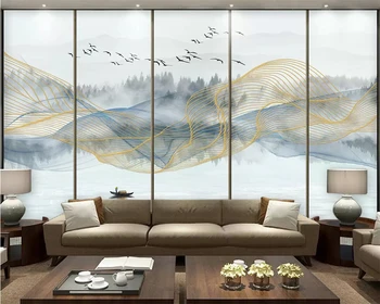 beibehang papel de parede Personalizado Nuevo Chino Abstracto de Oro de la Línea de la Acuarela del Paisaje Forestal de la TV de Fondo fondo de pantalla behang
