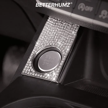 BETTERHUMZ de Diamante de Cristal Anillo de Motor de Auto Start Stop Encendido de la Cubierta Recorte Clave del Anillo Interior de los automóviles Pegatinas Para Audi A4 A5