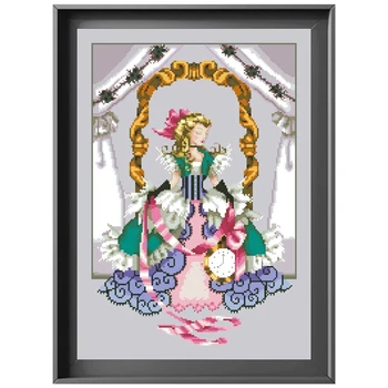 Chica Alice punto de cruz kit de tela aida 18ct 14ct 11ct plata lienzo de hilo de perlas bordados artesanales conjunto