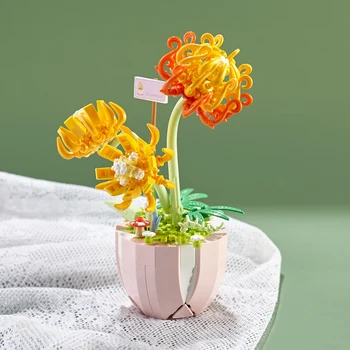 Chrysanthemu Creativo de la Flor Bloque de Construcción Kit de Micro Ladrillo en Maceta de Flores que Nunca se marchita Plantas en Maceta Para la Decoración del Hogar O de Regalo