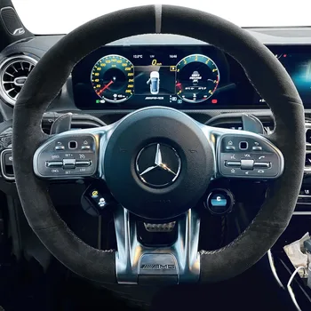 Coche de la Cubierta del Volante de la Trenza de Gamuza Para Mercedes-Benz AMG C43 E53 S63 GLE G63 de la Dirección de la Cubierta de la Rueda de Envoltura de los Accesorios del Coche