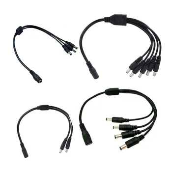 DC Power Splitter Cable del Enchufe de 1 Hembra 2 3 4 5 para la Cámara de seguridad del CCTV Accesorios fuente de alimentación adapte 2.1*5.5 mm