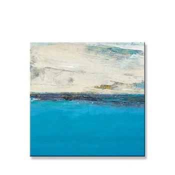 De estilo nórdico abstracto en blanco y azul marino pintado a Mano de la lona pintura al óleo arte de la pared de la imagen para vivir decoración de la habitación de los niños