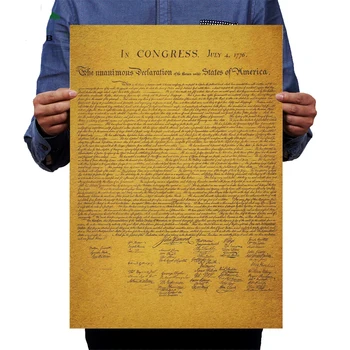 Declaración de la Independencia americana Vintage inglés de Papel de Kraft de la Fotografía del Cartel Dormitorio de la Barra de la Cafetería de la Decoración de Interiores de Calcas