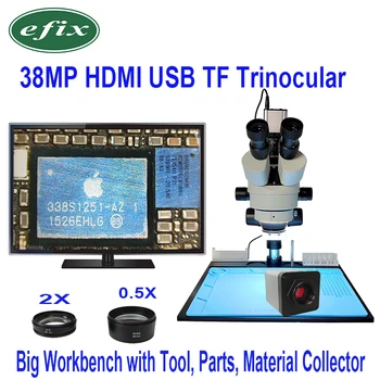efix de 3,5 X 90X Simul-Focal Doble del Auge de Trinocular del Microscopio Estéreo con Zoom 38MP HDMI de la Cámara de Luz LED Microscopio