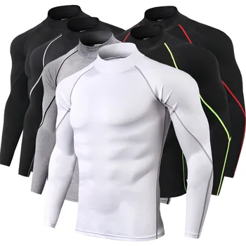 El Deporte de los hombres Camisa de Manga Larga camisetas de corriente de secado Rápido Culturismo parte Superior de Compresión de Ropa de Gimnasia de Formación en Bicicleta Traje de 2023