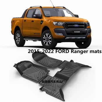 El uso de 2015-2022 ranger de Ford raptor coche alfombras Ford ranger Planta de los pies Conjunto de esteras de Recorte para ajustar Para Ranger impermeable tapetes RHD