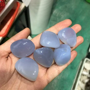 Joya Natural Pulido Cristal De Cuarzo Calcedonia Azul Cayó Piedra De Curación De La Piedra Preciosa Artesanía Reiki Decoración Del Hogar