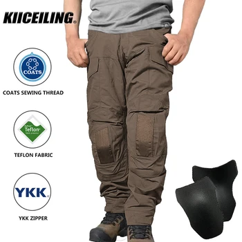 KIICEILING Multicam Táctico Pantalones Pantalones de los Hombres del Ejército Militar de Senderismo Escalada de Trabajo Ripstop Impermeable Pantalones Con rodilleras