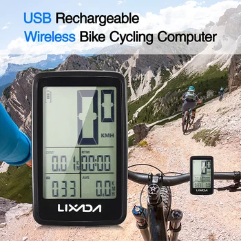 Lixada PBK-1206 Ordenador de Bicicleta con USB Recargable Inalámbrico de la Bicicleta Cycling Computer 11 Funciones de la Bicicleta Velocímetro Odómetro