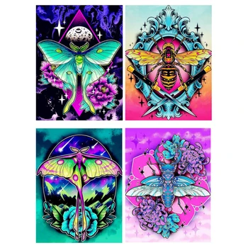 Mariposas de colores DIY Diamante de la Pintura de la Abeja de la nueva Llegada de Bordado 5d Diamante Mosaico de punto de Cruz de Insectos Decoración de Envío de la Gota