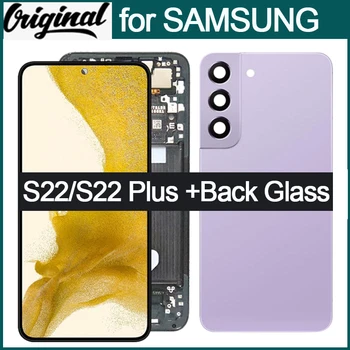 Original AMOLED LCD de Repuesto para SAMSUNG Galaxy S22 Pantalla Táctil S22 Más S22+ ,Pantalla con Vidrio trasero
