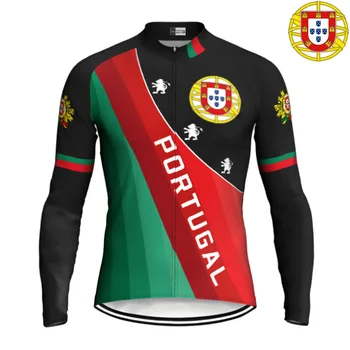 Portugal Jersey De Ciclismo 2023 Chaqueta De Manga Larga Carretera De Desgaste De La Bicicleta Suéter Camisa De Bicicletas Parte Superior De Protección De Jersey Racer Uniforme Disfrutar