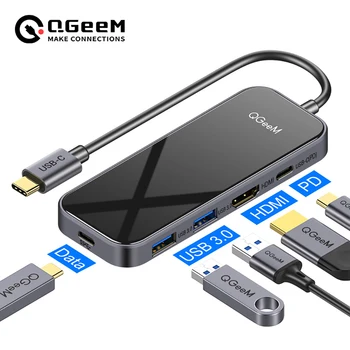 QGeeM USB Hub para Macbook Pro Multi USB 3.1 Concentrador de Tipo C 3.0 Hub HDMI DP Adaptador para iPad Pro OTG Divisor de Carga USB Dock