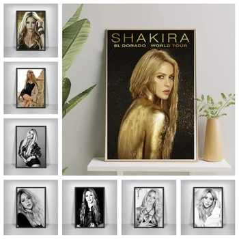 Rock latino Alternativo Cantante Shakira Cartel de la Pintura en tela, Impresiones de Arte de Pared de Fotos para la Sala de estar Decoración casera de la Pared
