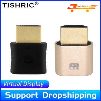 TISHRIC Virtual de la Pantalla compatible con HDMI Monitor Emulador Adaptador Dummy Plug DDC EDID Trampa Virtual Plug para Bitcoin Minería vertical