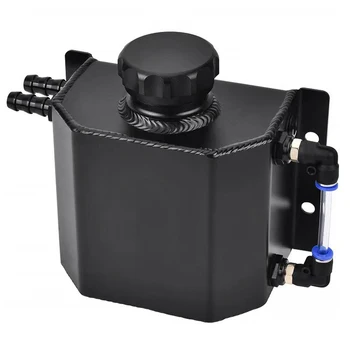 Universal 1 LITRO de Refrigerante en el Radiador Botella de Desbordamiento de Recuperación de Tanque de almacenamiento de Agua con Tapa de Aluminio Negro