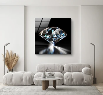 100*100CM Fondo Negro Diamante de Grandes Modernos Sin marco de Vidrio Templado de Arte Sofá de la Sala Respaldo de la Decoración de la Pared de la Pintura