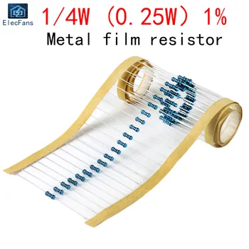 100Pcs/Lot 1/4W resistor de película Metálica 1% 0R 0.22 0.33 1R 1.2 R 1.5 R 2R 2.2 2.4 2.7 3R 3.6 3.9 R 4.7 R 5.1 a R 5.6 6.2 6.8 7.5 8.2 10R