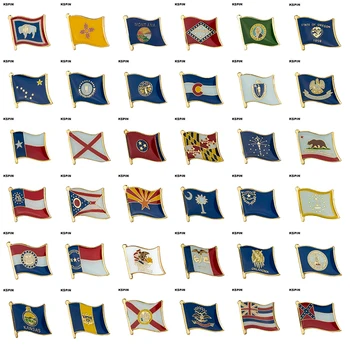 10pcs mucho Bandera Laple Pin Insignia Broche de Pines de Mississippi Hawaii Dakota del Norte de la Florida Filadelfia Kansas Virginia, Oklahoma