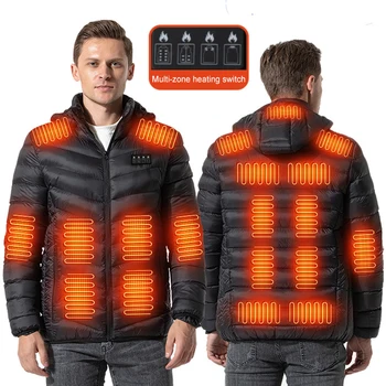 19 Áreas Climatizada, chaquetas Para los Hombres Chaqueta de Invierno Macho Capa Exterior Cazadora Térmica de Calefacción de la Chaqueta de Camping Senderismo Pesca de la Chaqueta