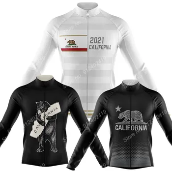 2023 California Bear Verano Maillot Manga Larga Ropa de la Carrera de Bicicleta de Carretera de Camisa Camisetas de Bicicletas Tops MTB Uniforme Maillot