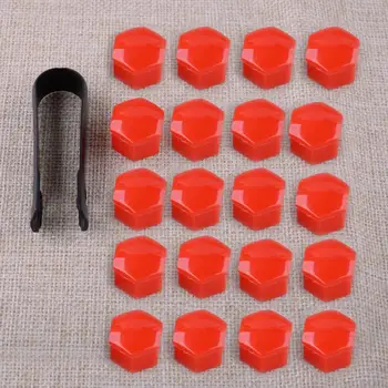 20pcs/Set Red de 17mm de Coche Universal del cubo de la Rueda Tuerca de Orejetas Cubierta de Polvo de Neumático Tornillo Tornillo de la Tapa del Protector de Plástico