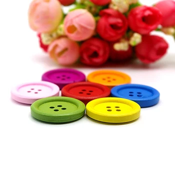25 Botones de Madera de un Álbum de 2 Orificios de los Siete Colores de los botones, botones vintage de coser, suministros de costura, accesorios, artesanías en madera