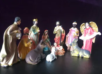 3.8-12.8 cm Boutique de estilo Europeo Resina de Navidad hecho a Mano Escena de la Natividad de una Estatuilla de la Artesanía Estatua del Cristo Regalos