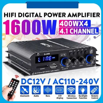 4*400W de 4.1 Canales Mini Hi-Fi Digital Inalámbrica bluetooth Amplificador de Potencia de Car Audio en Casa con los Altavoces Estéreo Bass Amplificador USB/SD AUX