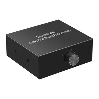 4 Puertos Bi-direccional R L Audio RCA Conmutador de la Caja de Enchufe y el Juego Interruptor de Audio Splitter Distribuidor para la Consola de juegos de Auriculares de la TV