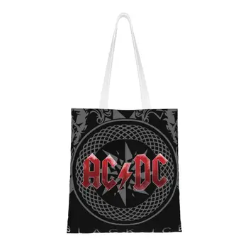 Australiana de Rock AC DC Compras Bolsas de Lona Comprador Bolso de Hombro Bolso de Gran Capacidad, Lavable Música Heavy Metal Bolso