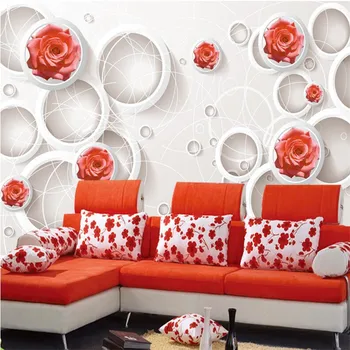 beibehang de encargo de la foto de fondo de pantalla estereoscópica 3D de rosa flor círculo decorativa mural de fondo de papel de pared pintura para vivir