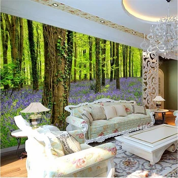beibehang de encargo de la Foto de fondo de pantalla 3D Estéreo Grandes Murales Bosque de plantas y flores sofá de la sala dormitorio flash de plata de tela