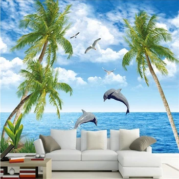beibehang de encargo de la Foto de fondo de pantalla 3D papel pintado de la Pared etiqueta Engomada de la Hermosa Bahía de los Delfines los Amantes de simbolizar el amor de la TV telón de fondo