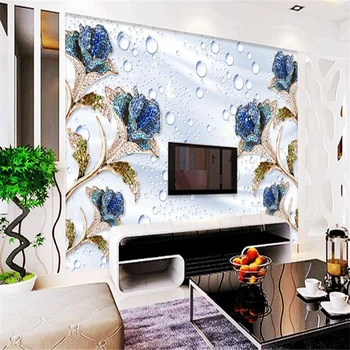 beibehang de encargo de la pared artículos de decoración para el hogar Rosa Azul Goteo de Seda Estéreo Foto Mural de papel pintado de TV Fondo Pared de papel de parede