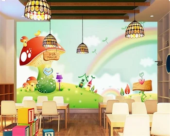 Beibehang fondo de pantalla Personalizado para Soñar arco iris de Setas Vivero de Fondo de dibujos animados de los Niños de la Sala de Fondo Mural 3d fondo de pantalla