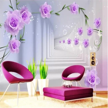 beibehang papel de parede Personalizados en 3D papel pintado de púrpura de papel tapiz floral decoración mural dormitorio de TV de fondo de papel de parede 3d
