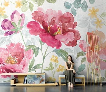 beibehang Personalizado American pastoral flor peonía foto mural fondos de pantalla salón de TV de fondo de papel de pared de casa que cubre la pared