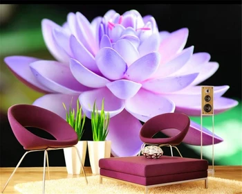 beibehang Personalizado de la moda de alta gama de gran escala fondo de pantalla HD de loto Púrpura simple TV fondo pared de artículos de decoración para el hogar papier peint